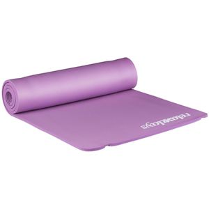 Relaxdays Yogamatte mit Tragegurt, lila, 1 cm stark, rutschfester Synthetikkautschuk, 180 x 60 cm