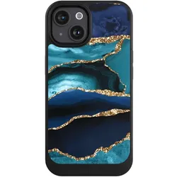 Nivocase Hülle für Apple iPhone 15 Handyhülle NIVOcore Case Schwarz Glitzer Look Marmor Trends (Apple iPhone 15), Smartphone Hülle, Schwarz