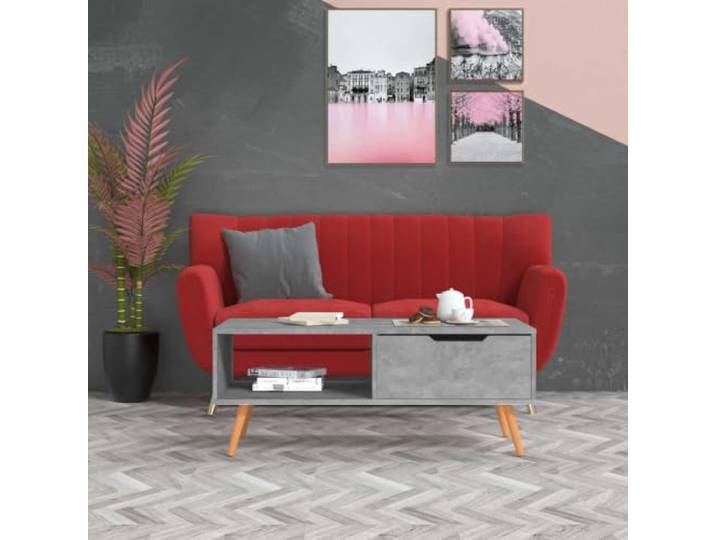 HEFZGDB Couchtisch Betongrau 100x49,5x43 cm aus Holzwerkstoff - Robuster Beistelltisch mit Stauraum für Ihr Wohnzimmer, Elegante Tischplatte, langlebig und vielseitig