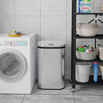 Innovaze 16-Gallon Touchless Motion Sensor Trash Can, Fingerprint-Resistant Stainless Steel Oval Kitchen Garbage Can