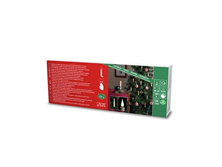 Konstsmide LED Baumbeleuchtung, 12 kabellose Baumkerzen mit Clip, inkl.Fernbedienung, Funktionen: Blinken, 5h Timer, batteriebetrieben, Innen, 0,6W, Batterie: 12 x AAA 1,5V (exkl.) + 2 AAA - 1911-210
