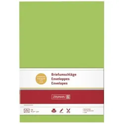 5x Brunnen, Briefumschlag, Briefumschläge B5 Nassklebung 80g/qm hellgrün VE=10 Stück (B5, 10x)