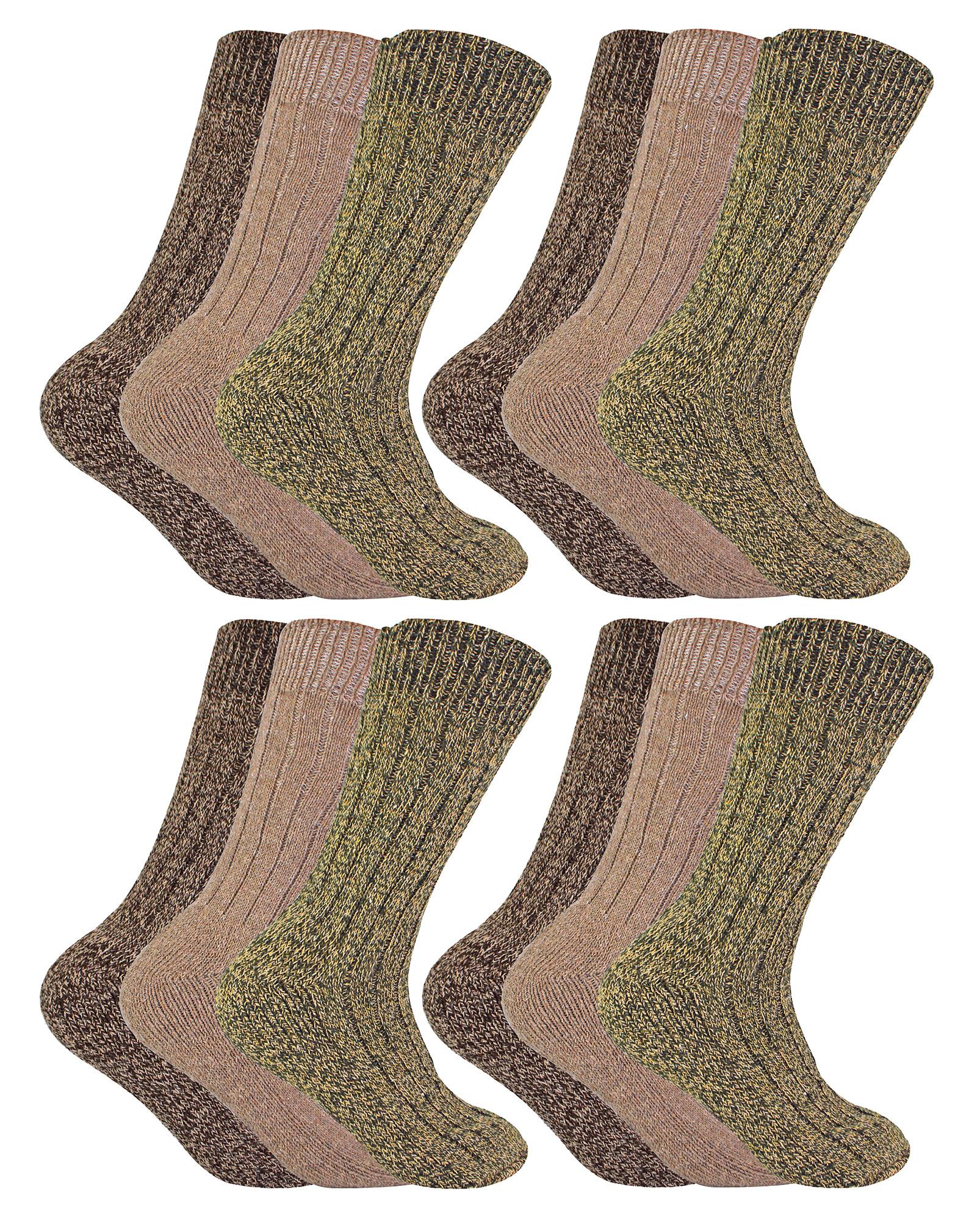 Sock Snob - 12 paar wollen laarzensokken voor heren - Bruin