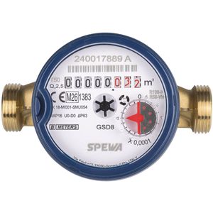 SPEWA Wasserzähler 100247, aus Messing, 2026 geeicht, für Kaltwasser, Einbau horizontal & vertikal, 3/4 Zoll