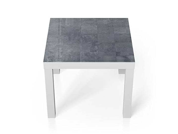 DEQORI Glastisch weiß klein 55x55 cm Motiv Natursteinfliesen ausgefallener Beistelltisch aus Glas Hochglanz Couchtisch fürs Wohnzimmer moderner Couch Tisch mit Design