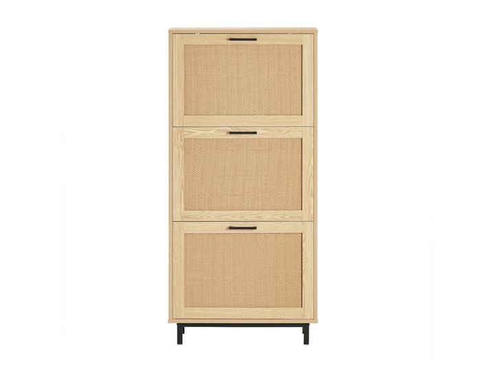 SoBuy FSR155-N armoire à chaussures à 3 rabats étagère à chaussures étroite 6 étagères surface commode à chaussures étagère à chaussures nature