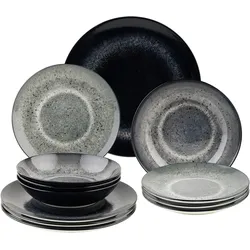 Tafelservice Batik Schwarz, 12-teilig