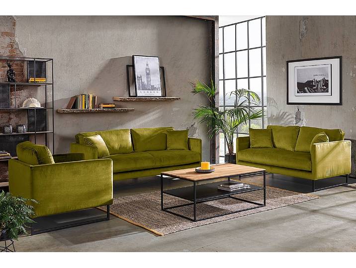 2-Sitzer Sofa Maronen Grün Samt Ravi 180cm Modern