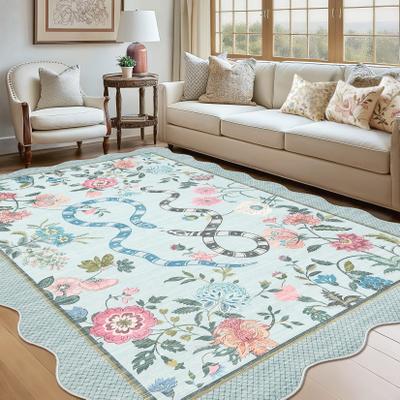 "Garvee Modern 8'x10'Area Rug,Pastoral Floral Snake Pattern Boho Rug - 2'3"" x 12' Runner"
