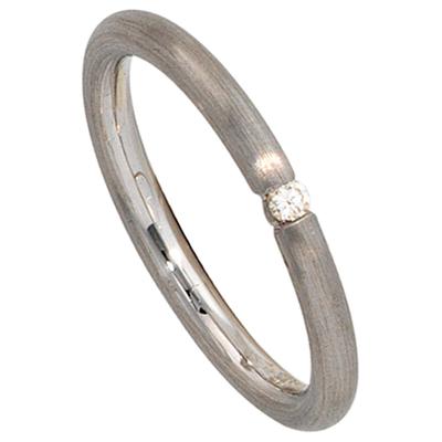 Diamantring JOBO "Silberring matt" Gr. 52, silber (silber 925), Fingerringe, Damen, 52, P1 = bei 10-facher Vergrößerung erkennbare Einschlüsse, Diamanten Silber 925 (Sterlingsilber), Diamanten, Silber 925 (Sterlingsilber), Diamantring, 925 Silber...