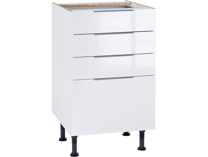 Unterschrank OPTIFIT Tara , weiß (weiß glanz), B:50cm H:87cm T:58,4cm, Schränke, Unterschrank, mit Vollauszug und Soft-Close-Funktion, Breite 50 cm