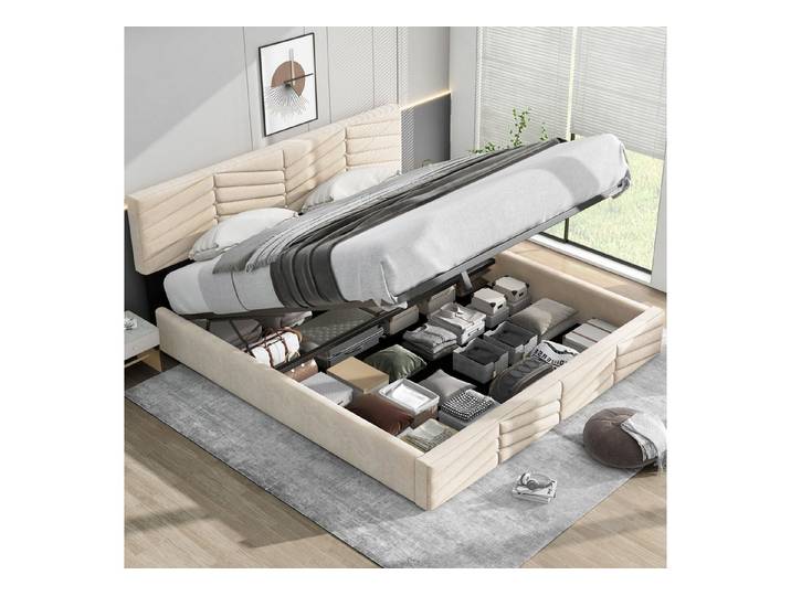 STILVORA Polsterbett Doppelbett 160×200 Jugendbett mit Stauraum,verstellbares Kopfteil (160 x 200,Weiß mit Lattenrost ohne Matratze), Continentalbett,höhenverstellbares Kopfteil Allgemeine Daten