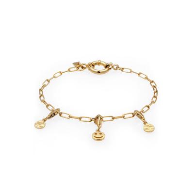 Armkette KUZZOI "Armband Smiling Face Charm Anhänger 925 Sterling Silber" Gr. 19, gold, Armbänder, Herren, 19, Silber 925 (Sterlingsilber), Armkette
