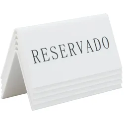 Securit® Set mit 5 Tischaufstellern Reservierung "Reservado" (Spanisch) – Weißes Acryl mit schwarzen Buchstaben