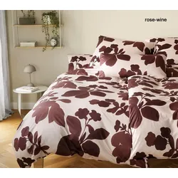 Elegante Mako-Jersey Bettwäsche Shadows - 155x220 cm + 40x80 cm	rose-wine