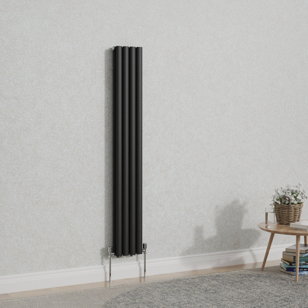 Belfry Heating Shoshana Vertical Oval Panel Radiator Normal Black 160cm H x 23.6cm W
