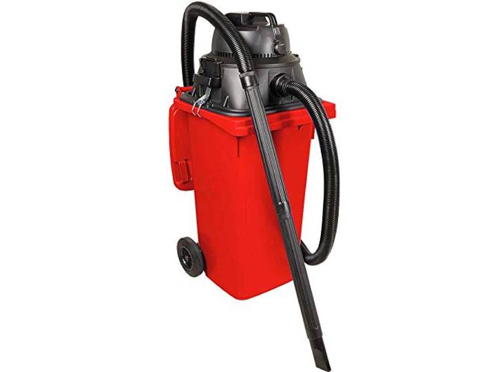 BRB Nass-/Trockensauger/Industriesauger 1100 Watt, mit 120 Liter Behälter (DIN Mülltonne) rot, inkl. zusätzl. Steckdosenanschluss