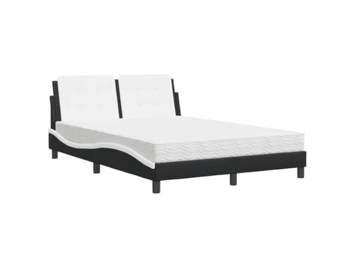 PUGYNBK Zadar Bettgestell aus Kunstleder, 140 x 190 cm Lattenrost aus Sperrholz, Kopfteil mit Schaumstoff, seitliches Wellendesign, ohne Matratze