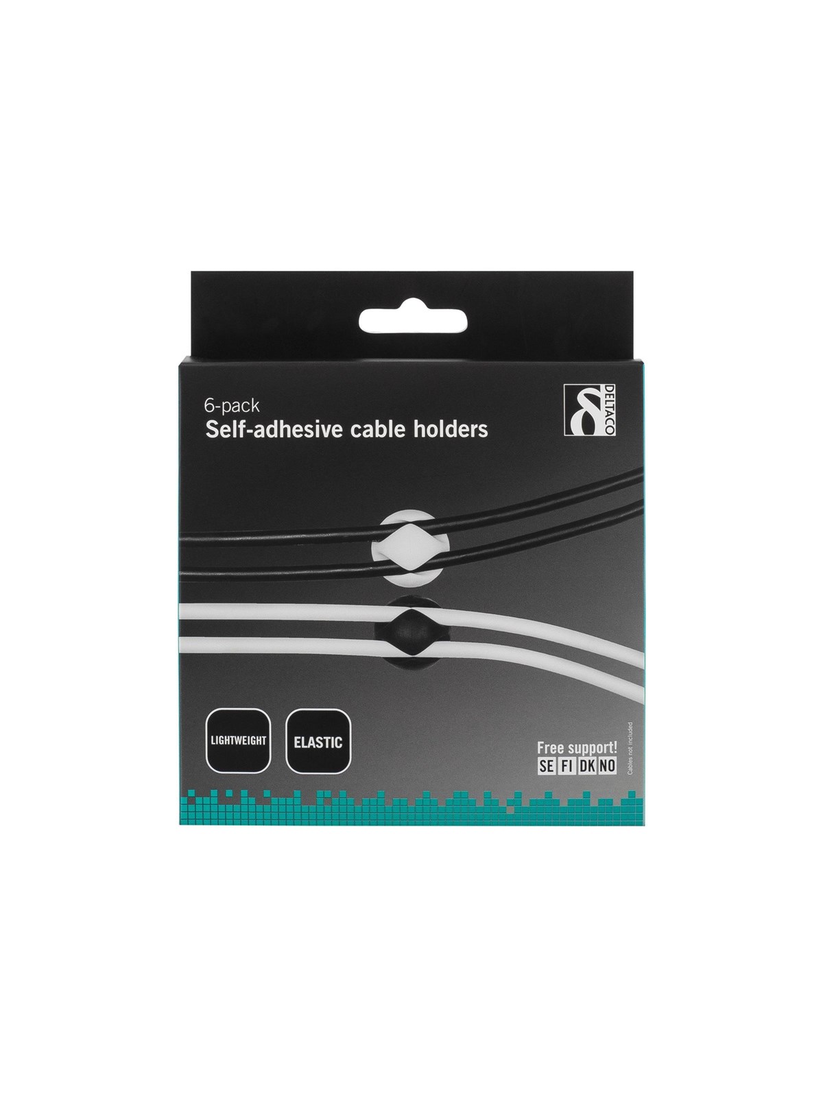 Deltaco Cable Holder Self Adhesive 6-pack