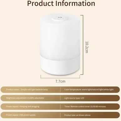 Smart Shopping Spot Rechargeable Bedside Lamp Touch Control Night Light Dimmable LED Table Lamp For Bedroom Reading not Remote Control