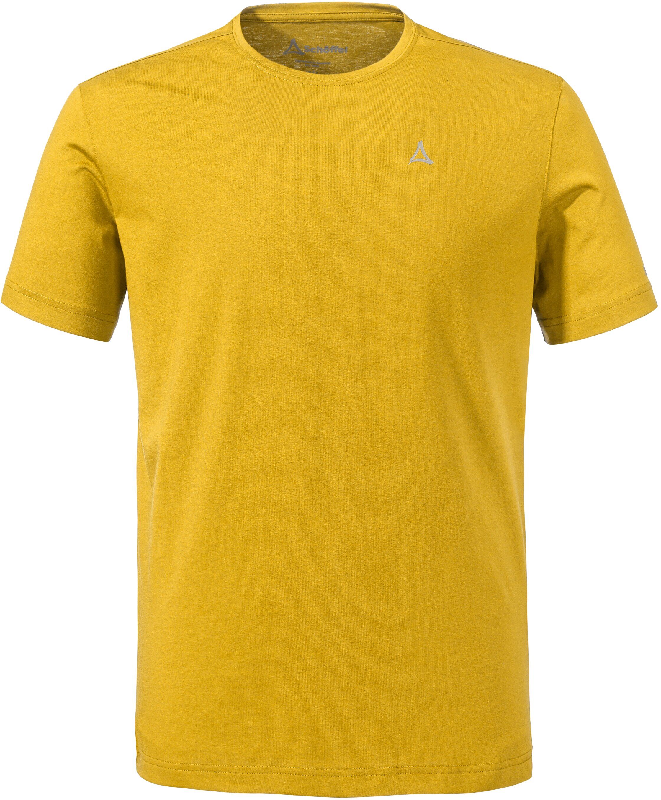T-Shirt SCHÖFFEL "T Shirt Hohberg M", Herren, Gr. 58, gold (molten gold), Obermaterial: 60% Baumwolle, 40% Polyester, normal, Shirts T-Shirt, mit Rundhalsausschnitt, schnell trocknend, in normaler Passform molten gold 58
