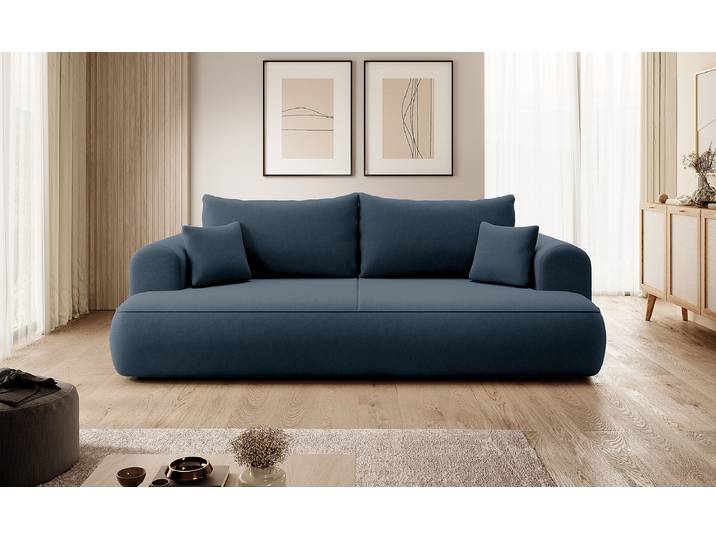Canapé-lit Bleu Velours Cassie 250 x 92 x 110cm Avec fonction couchage Moderne