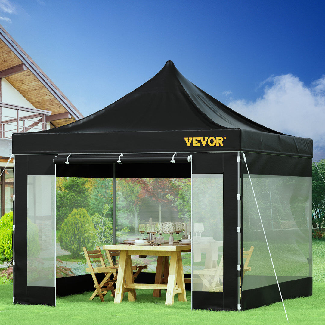 VEVOR 10 Ft. W x 10 Ft. D Metal Party Tent Canopy Black