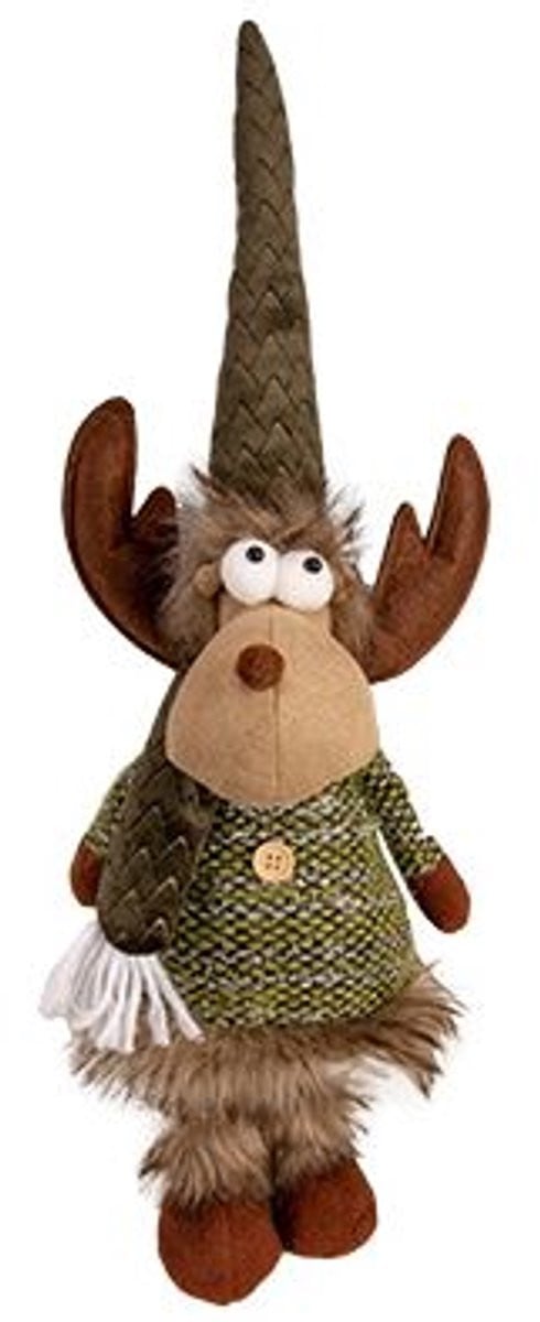 Cosy @ Home Rendier Textiel Decoratie Groen B: 15 cm, D: 12 cm, H: 45 cm