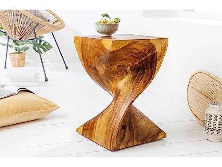 LEBENSwohnART Beistelltisch Belfast ca. H45cm Suar Natural Massivholz Telefontisch Deko Säule