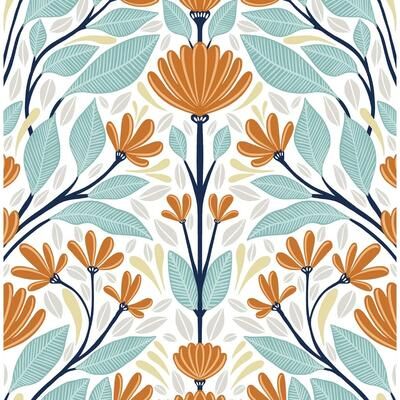 NextWall Folk Floral Peel and Stick Wallpaper