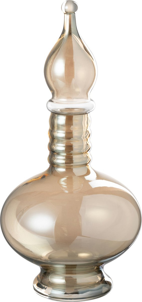 J-Line vaas met stop flesje Joey - Glas - Beige - Small
