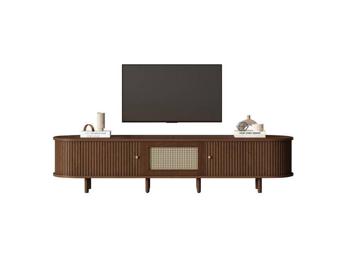 Komhtom Tv-Ständer in oval, dunkel Nussbaum, Wildeiche, Holz, Mode, 40x40x180 cm, Wohnzimmer, TV Möbel, Lowboards, Lowboards stehend