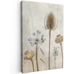 LEINWANDBILD Blumen - Aquarell - Stilleben - Braun - Vintage Deko Wohnzimmer 20x30 cm