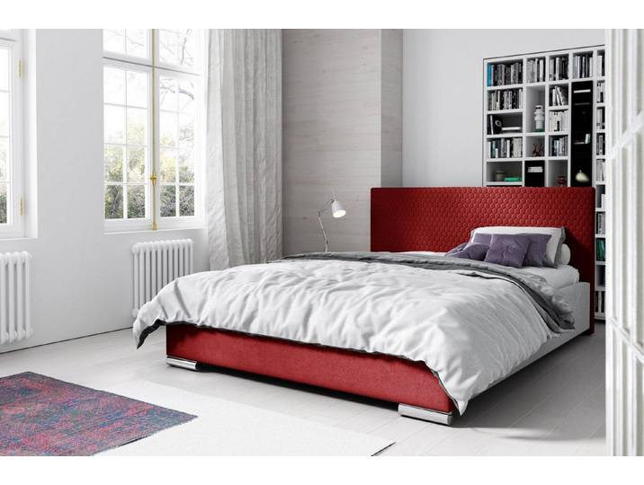 JVmoebel Polsterbett Rotes Polsterbett mit Edelstahlfüßen und elegantem Design, Made in Europa
