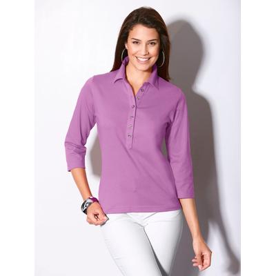Poloshirt CASUAL LOOKS "Poloshirt", Damen, Gr. 44, lila (orchidee), 50% Baumwolle, 50% Modal, unifarben, ohne Ausschnitt, Shirts
