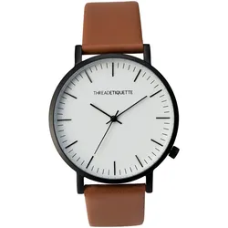 THREAD ETIQUETTE - CLASSIC - matte black / light brown timepiece / 42 MM