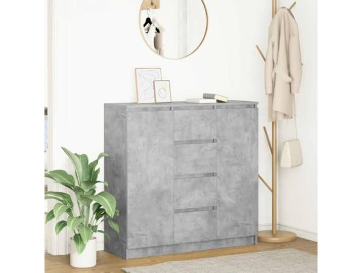 Jkghdrt Sideboard mit Schubladen Betongrau 100,5x35x98,5 cm Holzwerkstoff Türen, zwei Einlegeböden, Schubladen, geschlossener Stauraum, robuste Oberplatte, pflegeleichte Oberfläche, vielseitig