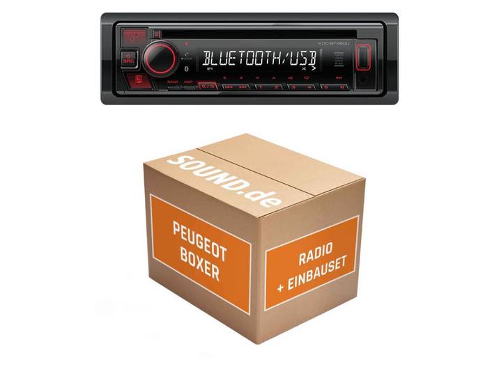 JUST SOUND best choice for caraudio Autoradio Einbauset Kenwood Kenwood KDC-BT460U Peugeot Boxer Autoradio (RDS, AM/FM Radio, Animiertes Display, Freisprecheinrichtung, 1 DIN)