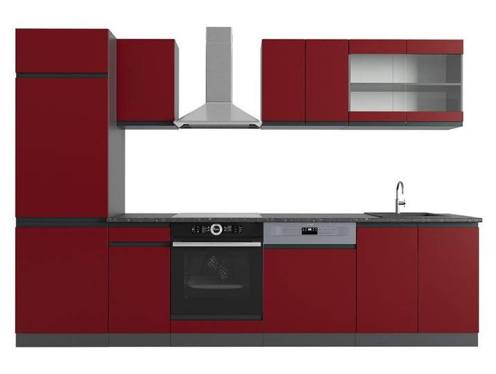 Cuisine Vicco R-Line Rouge/Anthracite 300cm J-Shape\, Model 39836