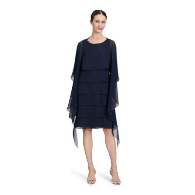 Multifunktionstuch VERA MONT "Damen mit Volant", Damen, Gr. S, blau (night sky), Chiffon, Polyester, festlich, Modetücher Multifunktionstuch, Nahtführung