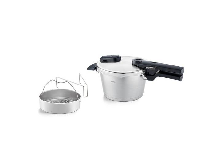 Fissler Schnellkochtopf Vitaquick® Premium satiniert, Silber, Edelstahl, Metall, 2.5 L, 16.5 cm, Druckregelventil, Sicherheitsventil, Kochen, Töpfe, Schnellkochtöpfe