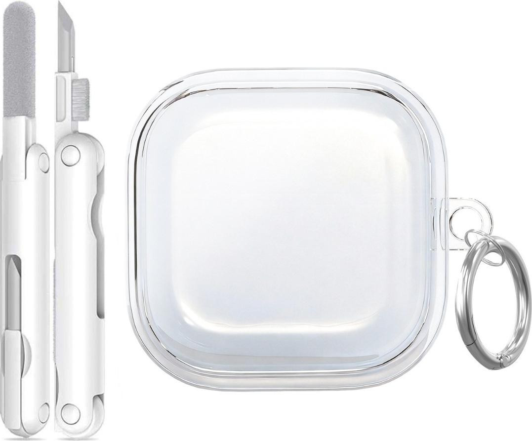 INF Transparante TPU Beschermhoes voor Samsung Galaxy Buds4 en Buds4 Pro inclusief reinigingspen en karabijnhaak