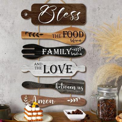 Inspired Living Family Blessings Wooden Kitchen Wall Decor Rustic Farmhouse Dining Sign Family Blessings Wooden Kitchen Wall Decor Rustic Farmhouse Dining Sign