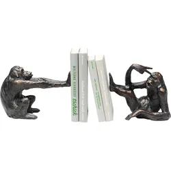 Design Buchstütze Monkey im 2er-Set – Affenfiguren in Schwarz und Kupfer