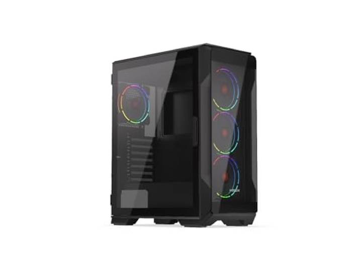 KRUX Heko Computerbehuizing, 4 × 120 mm ARGB-ventilator meegeleverd; glas, magnetisch gelagerde voorzijde; voorste anti-vuist-filter met drukknoopsluiting; ATX/microATX/miniITX KRXD001