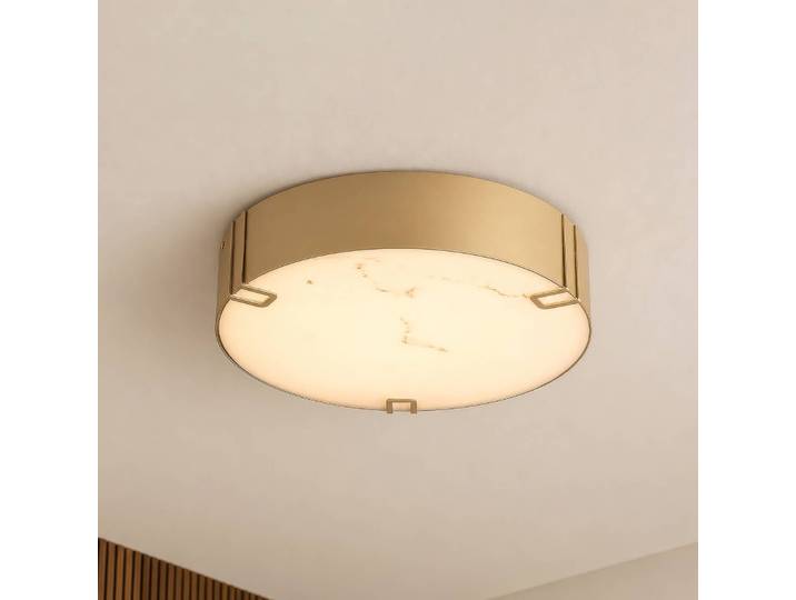 Searchlight Deckenlampe Marmo, dimmbar, messing / gold, für Badezimmer, Metall, Deckenlampe