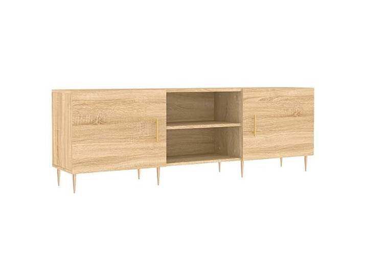 Kaorsrow TV-Schrank Sonoma-Eiche 150x30x50 cm Holzwerkstoff Lowboard Praktisches Möbelstück mit vier Fächern, Tür und Eisenbeinen für Wohnzimmer und Schlafzimmer.