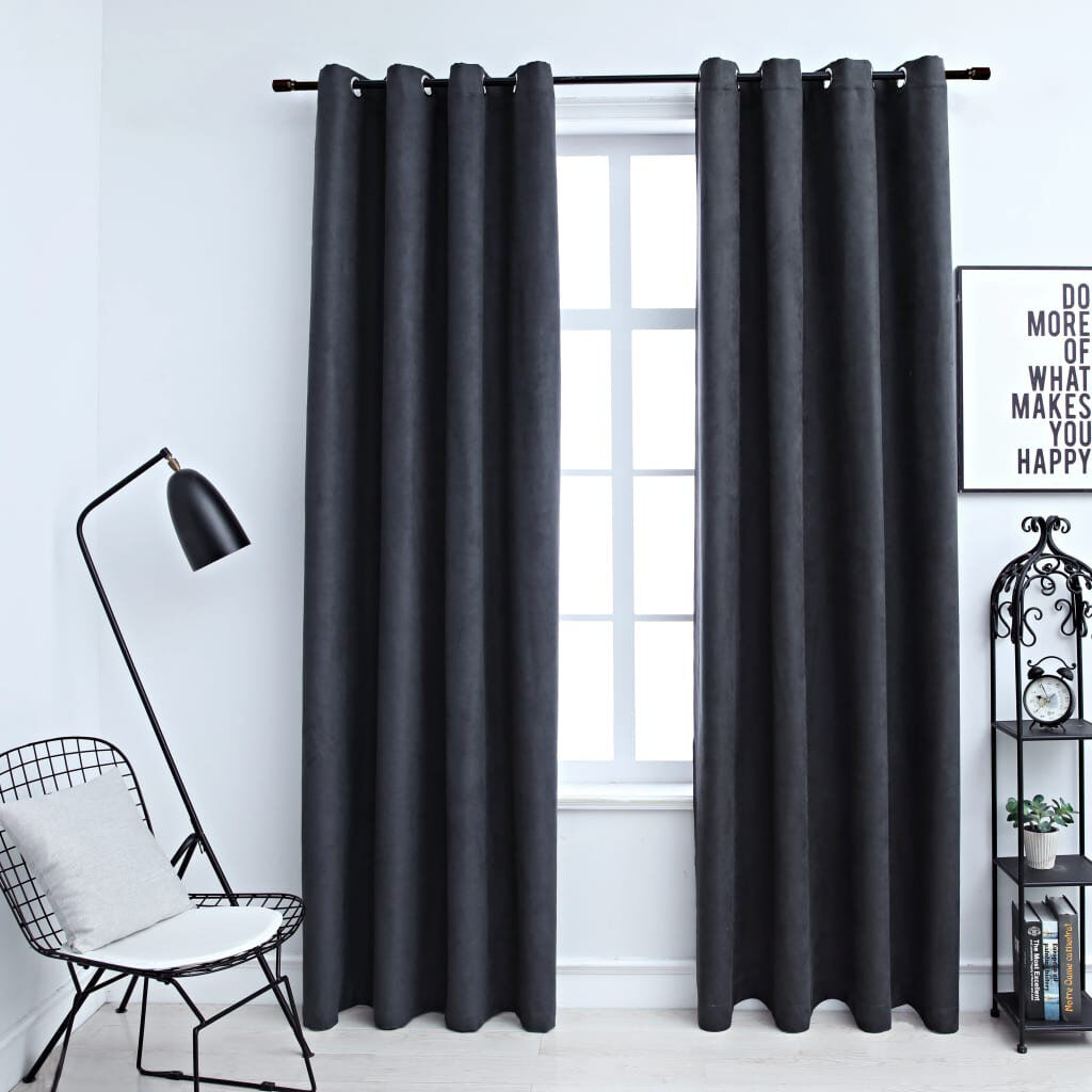 Ebern Designs Azurah Blackout Curtain Pair Anthracite Width 140 x Drop 225cm