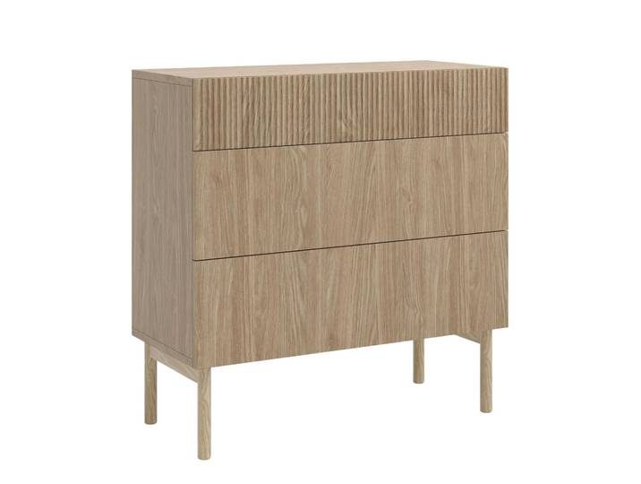 Selsey Nolie - Commode 3 tiroirs\, aspect chêne\, 90 cm