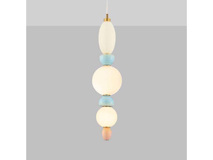 Suspension Obrie type B Ø 20cm Bleu/Rose foncé/Bleu layette/Saumon céramique / verre opale / aluminium LED non-remplaçables Module LED